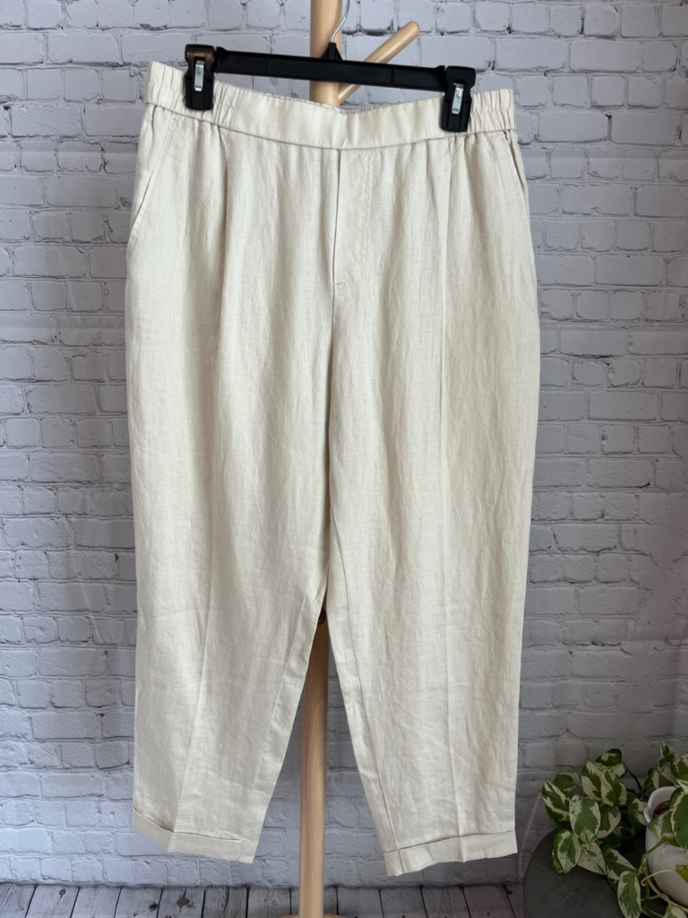 United Colors Of Benetton Cream Linen Pants